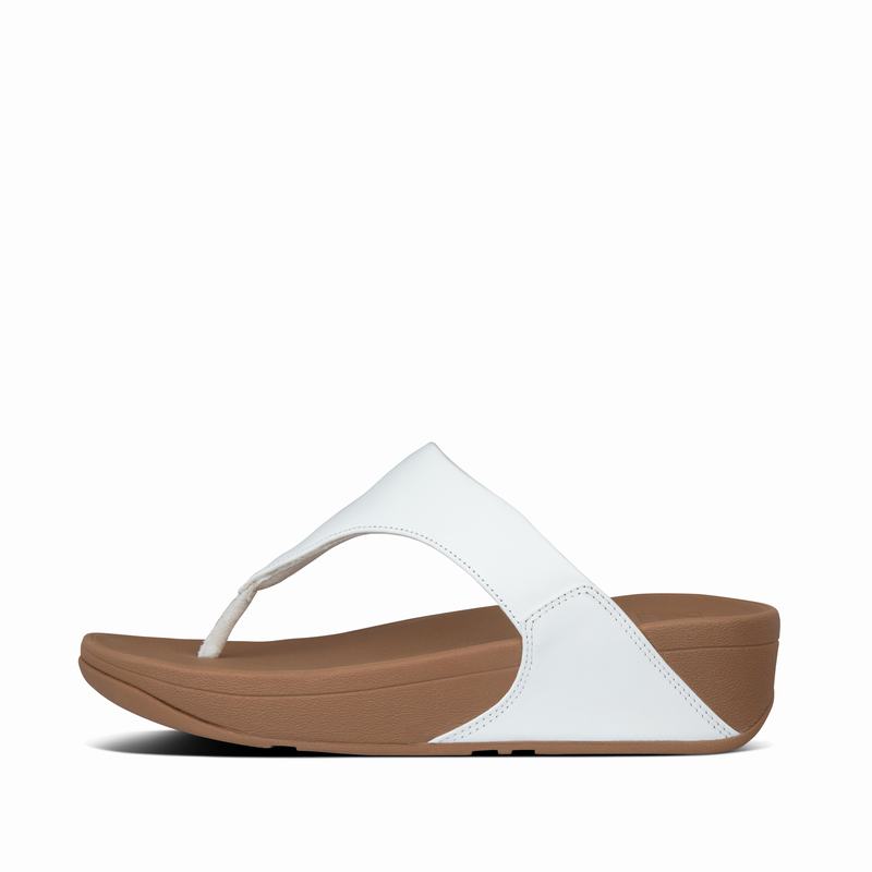 FitFlop Lulu Leder Weiß - FitFlop Zehentrenner Damen Sale [ZUCT-27364]